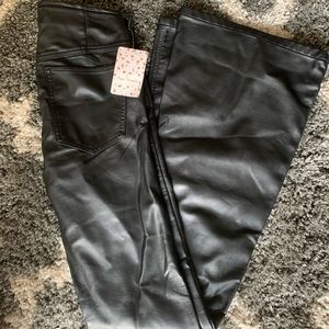 New Free People Faux/Vegan Leather Bell Bottoms